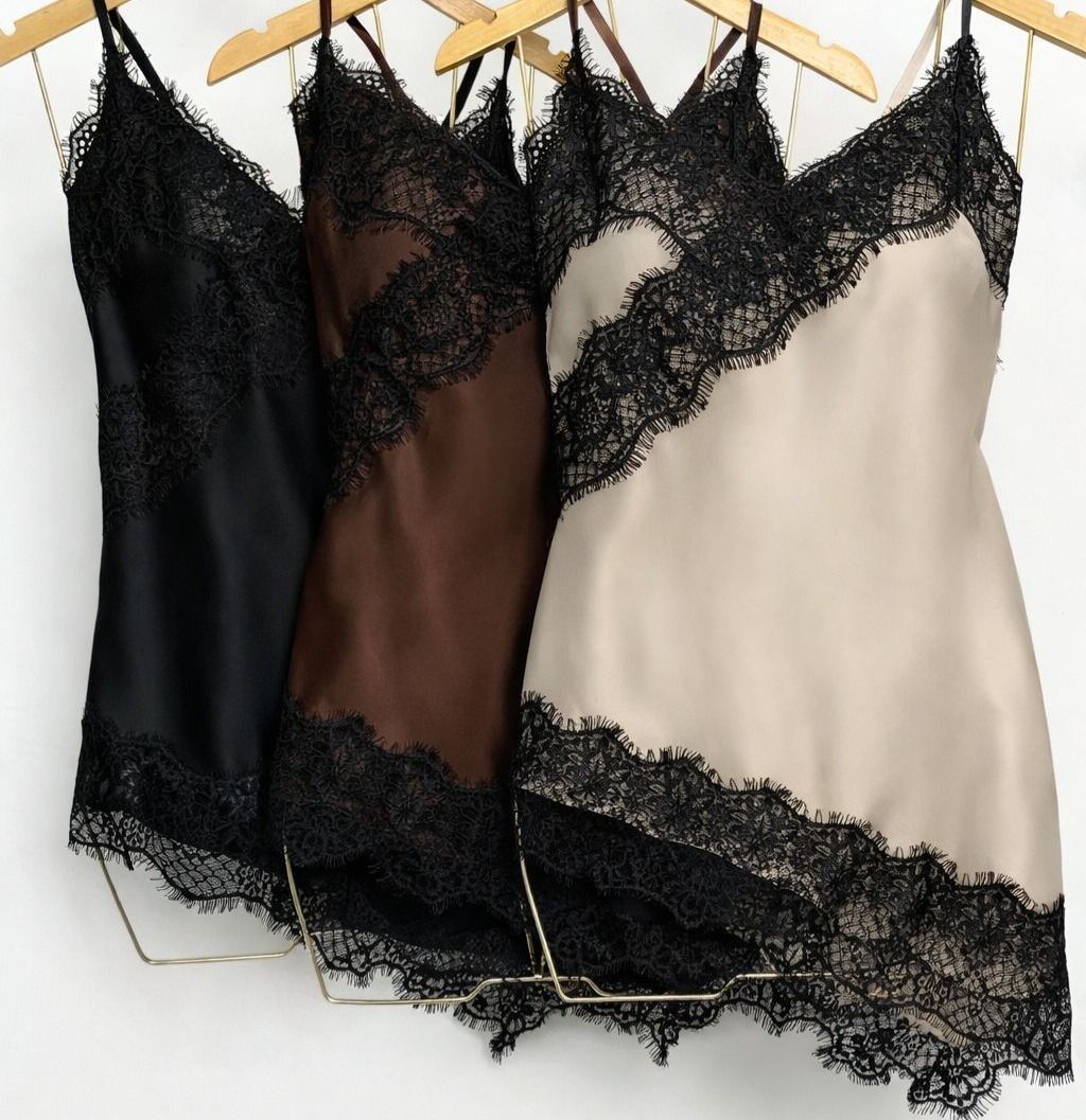 Regata cetim renda chantilly — Preto — foto 2