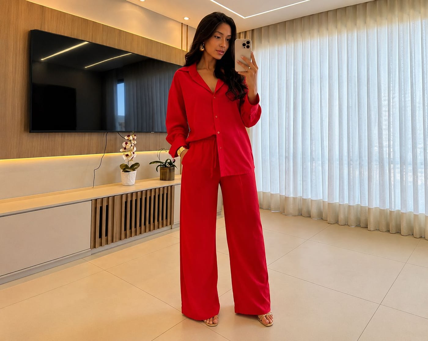 Conjunto c/ Calça Vermelho — Vermelho — Leev Store atacado Brás