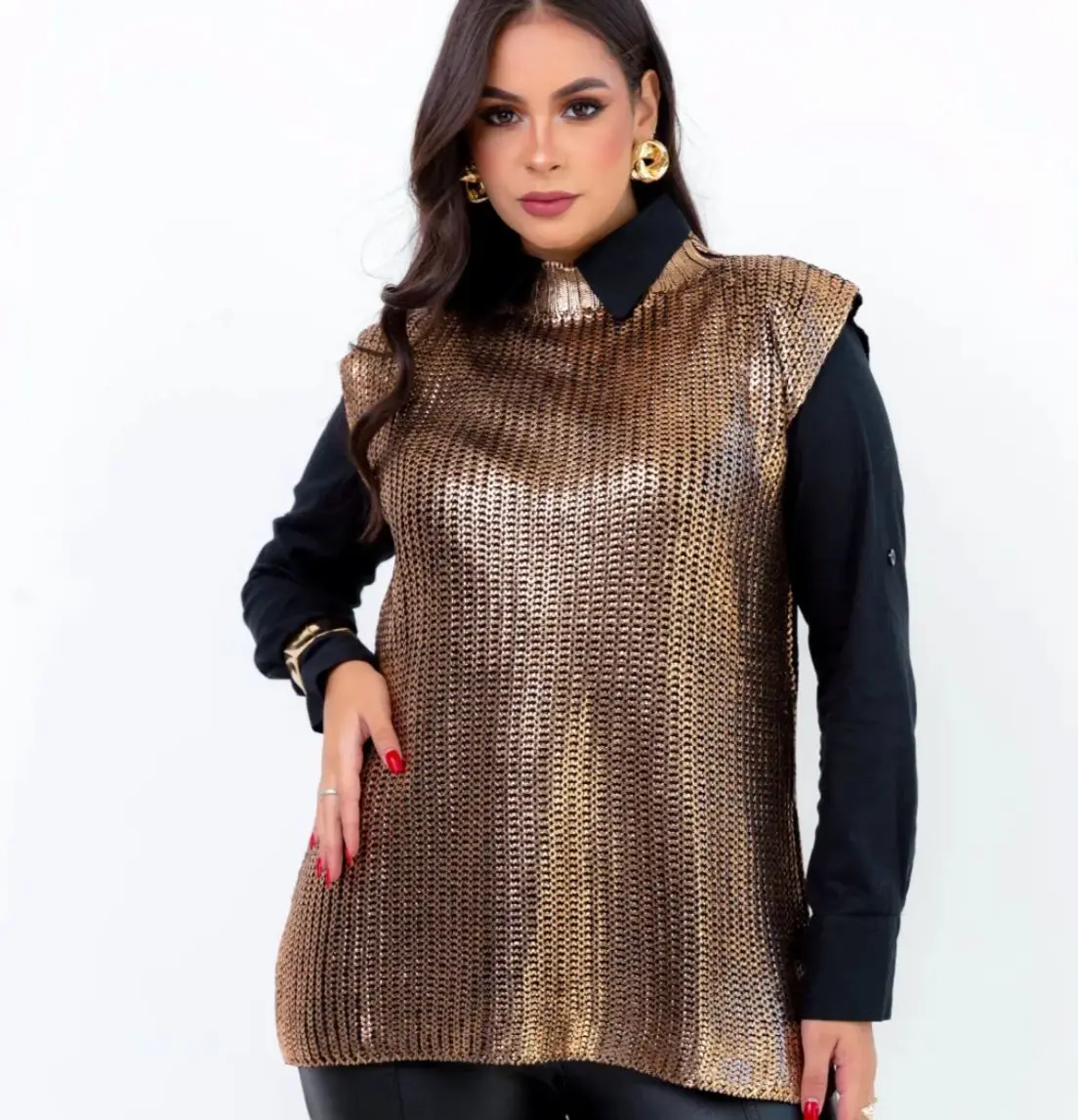 Colete Metalizado Cobre Tamanho: U — Cobre — Leev Store atacado Brás