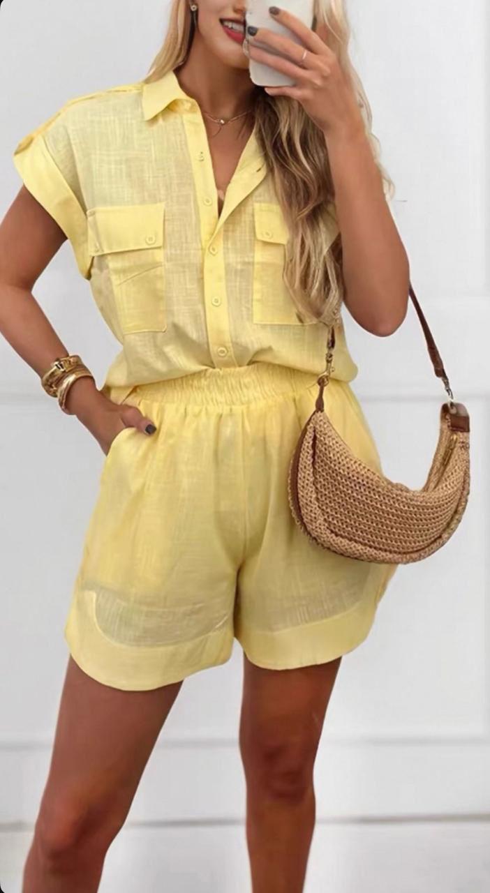 Conjunto Manga Curta — Amarelo — Leev Store atacado Brás — foto 1
