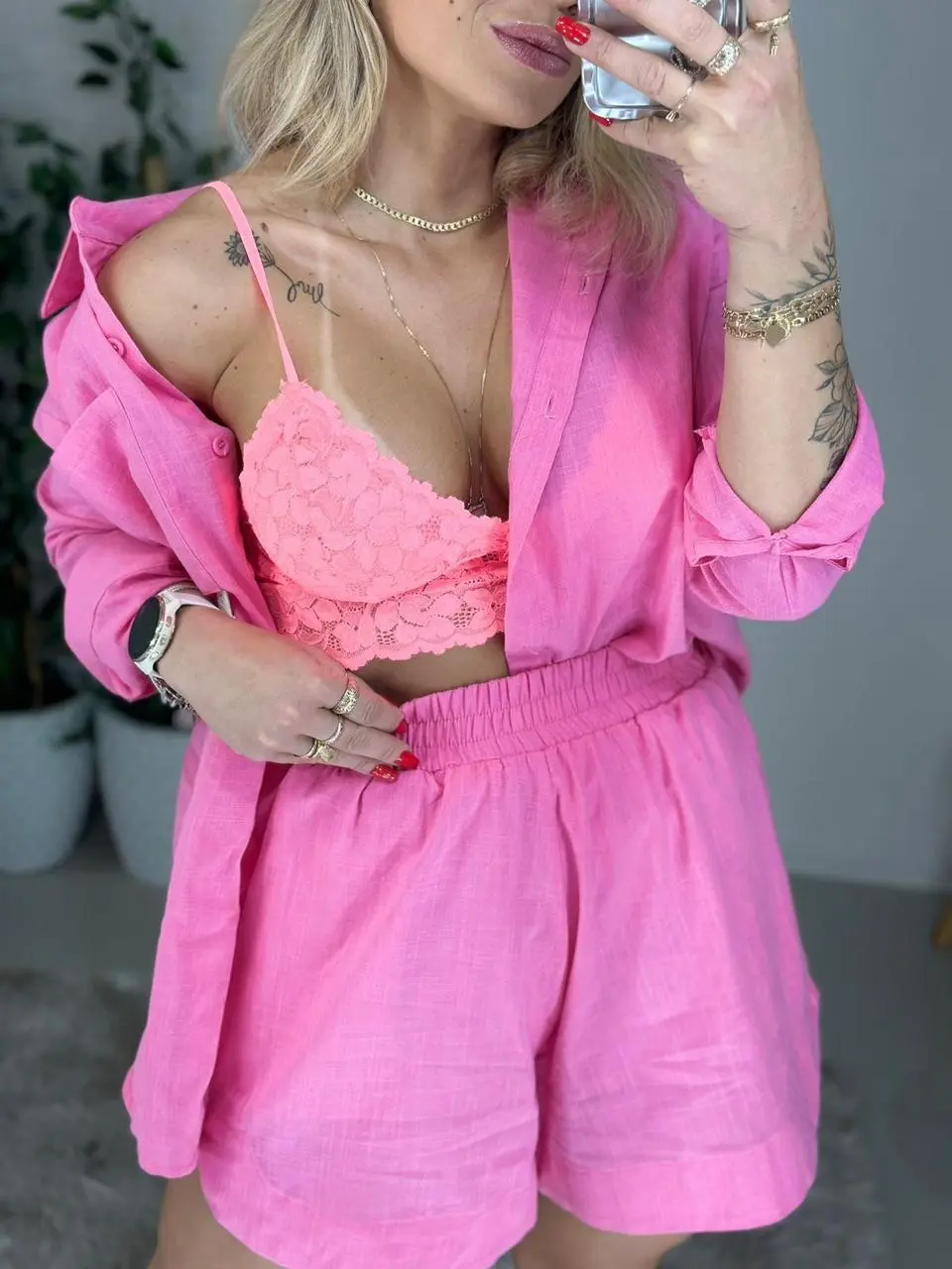 Conjunto Shorts — Rosa — Leev Store atacado Brás — foto 1