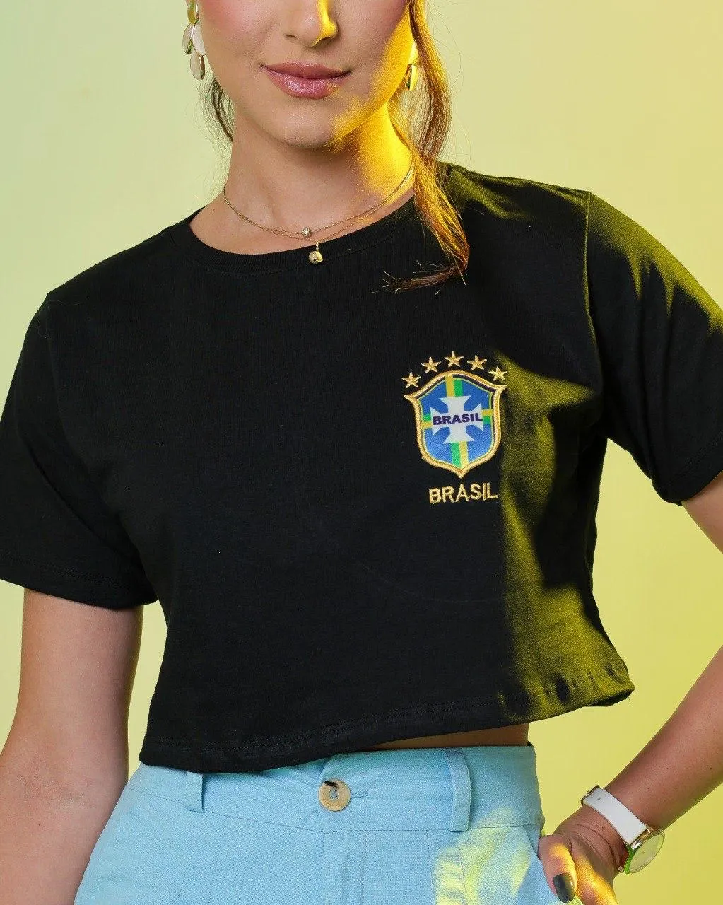 CROPED BRASIL BORDADO — Preto — foto 2