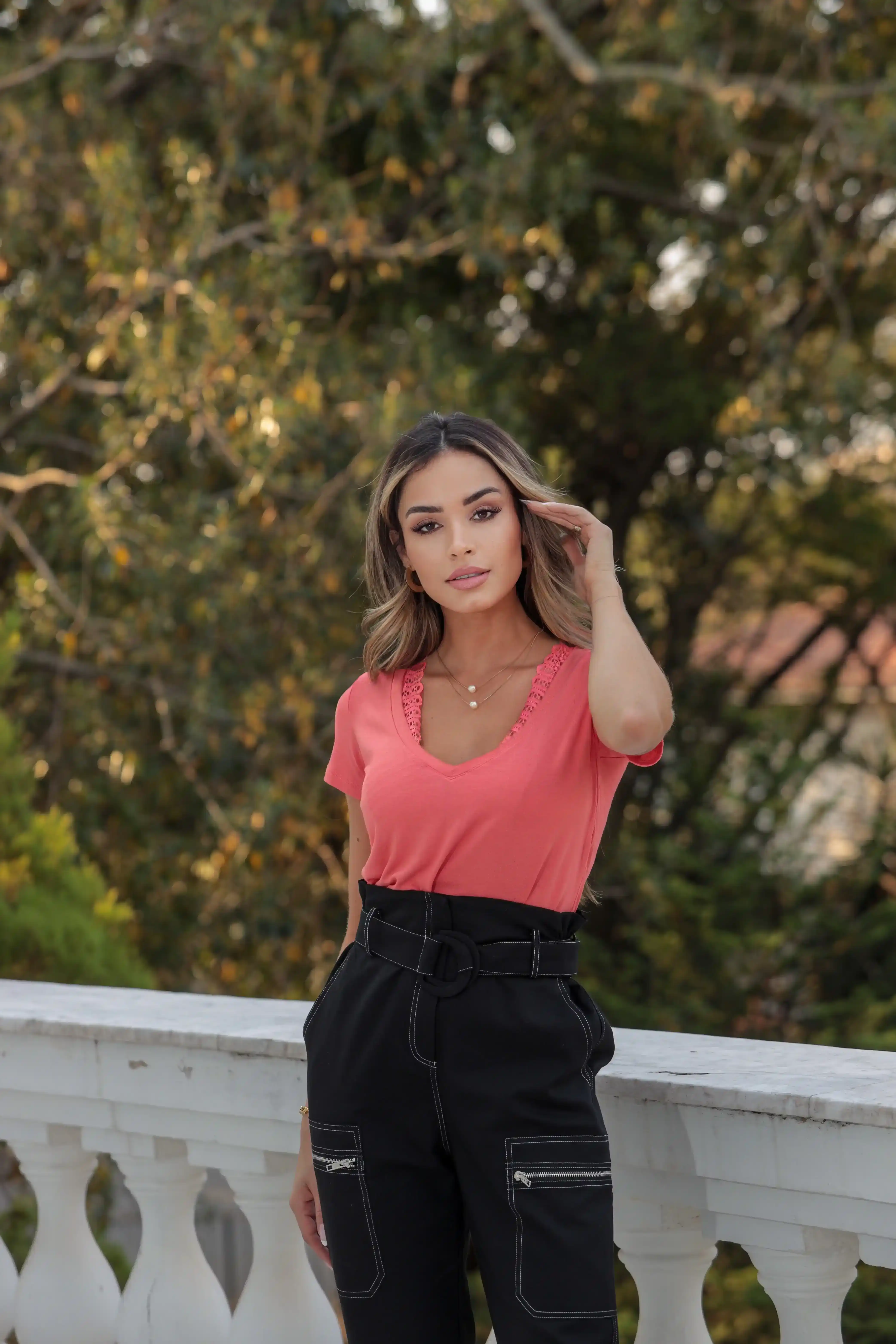 Tee Shirt Curta — Coral — Leev Store atacado Brás — foto 2