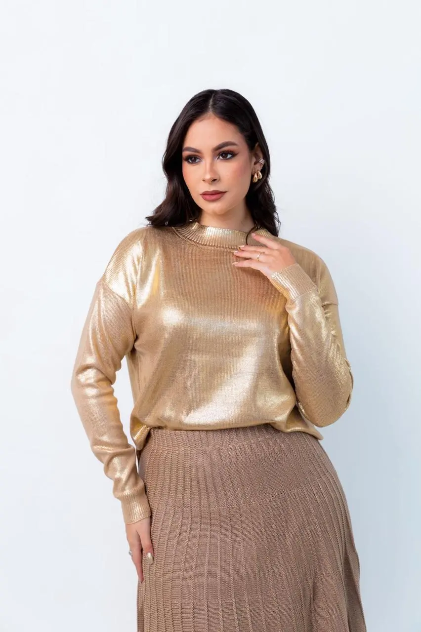 Tricot Metalizado Dourado Tamanho: U — Dourado — foto 2