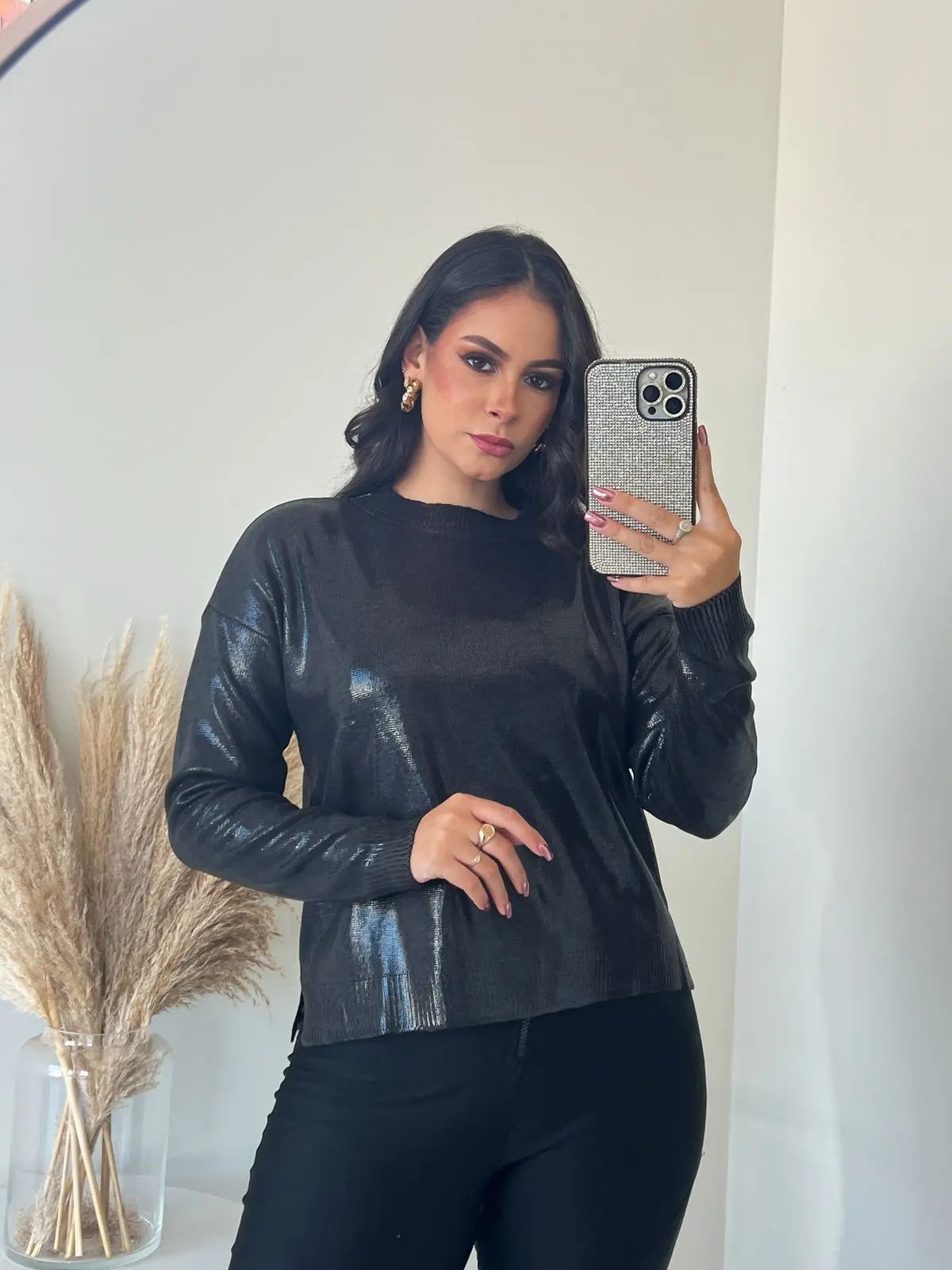 Tricot Metalizado Preto Tamanho: U — Preto — foto 2